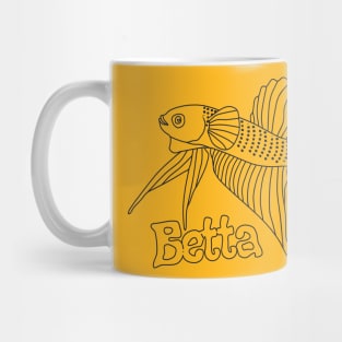 line art of monochrome beta fish Mug